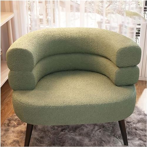 LIJBDDM Weißer moderner Akzentstuhl, kuscheliges Sherpa-Sofa für Schlafzimmer, Salon und Büro, geschwungenes Design, Rückenlehne, Lese-Couch-Stuhl (Farbe: Grün) von LIJBDDM