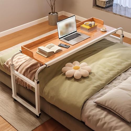 LIJBDDM Pflegehilfsmittel Betttisch,Rollender Computertisch über Dem Bett Pflegetisch Für Das Heimbür Mobiler Schreibtisch-Pflegetisch Rolltisch Pflegetisch Betttisch Mit Rollen(Color:Holz) von LIJBDDM