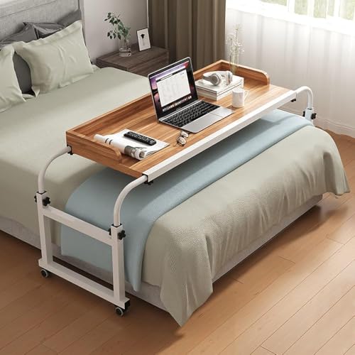 Über-Betttisch Auf 4 Rollen.Rollender Computertisch über Dem Bett Pflegetisch Für Das Heimbür Überbetttisch Mit Rollen(Color:Holz) von LIJBDDM