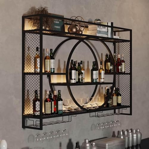 Weinhalter Wand,An Der Wand Montiertes Weinregal Modernes An Der Wand Montiertes Weinpräsentationsregal Aus Metall Wandmontiertes Weinpräsentationsregal Aus Metall Mit Metall(Size:120cm,Color:Schwarz) von LIJBDDM