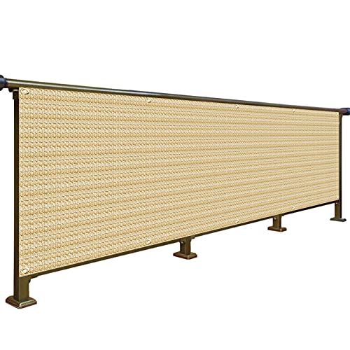 LIJBN Balkon-Sichtschutz-Zaunabdeckung für Privatsphäre, UV-beständige Windschutzscheibe mit Metalllöchern, HDPE, Anti-Aging, Höhe 1 m/1,1 m/1,2 m/1,5 m (Farbe: Beige, Größe: 1,2 x 5 m) von LIJBN