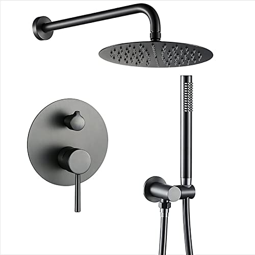 Regenduschsystem Mit Wasserhahn Handbrause Kombiniertes Duschset Grau Hochdruckpistole 8" Hochdruck Regenduschkopf Mischset Kombiniert Regenduschsystem Mit Wasserhahn Handbrause Kombiniertes Duschset Grau Hochdruckpistole 8" Hochdruck Regenduschkopf Mischset Kombiniert von LIJBN