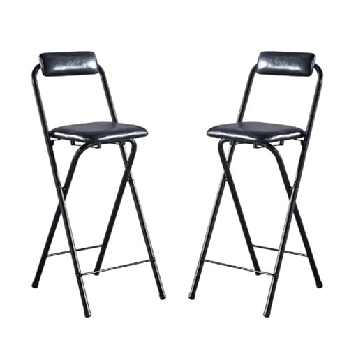 LIJCHGAO 2er Set Moderner Barstuhl Barhocker Klappbarer gepolsterter Stuhl Barhocker Klappbar mit Lehne 50cm/55cm/60cm/65cm/70cm/75cm/80cm(Black,70cm/27.6In) von LIJCHGAO