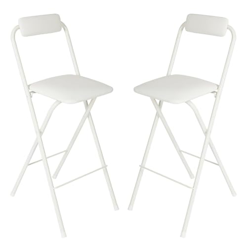 LIJCHGAO 2er Set Moderner Barstuhl Barhocker Klappbarer gepolsterter Stuhl Barhocker Klappbar mit Lehne 50cm/55cm/60cm/65cm/70cm/75cm/80cm(White,50cm/20In) von LIJCHGAO