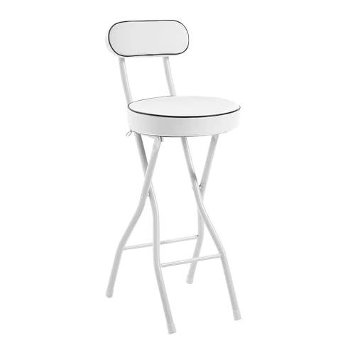 LIJCHGAO 55cm/60cm/65cm Runder Modern Klappstuhl Runder Barhocker Klappbar mit Lehne Küchen Frühstücks Hochstuhl für Bar Theke und Küche(White,65cm/26In) von LIJCHGAO