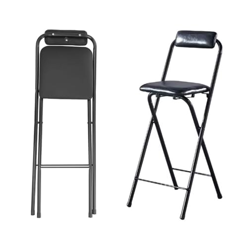 LIJCHGAO Barhocker klappbar 2er Set Barhocker Klappbar mit Lehne für Indoor Outdoor Küche Bars Bistro Camping 50cm/55cm/60cm/65cm70cm/75cm/80cm(Black,70cm/27.56In) von LIJCHGAO