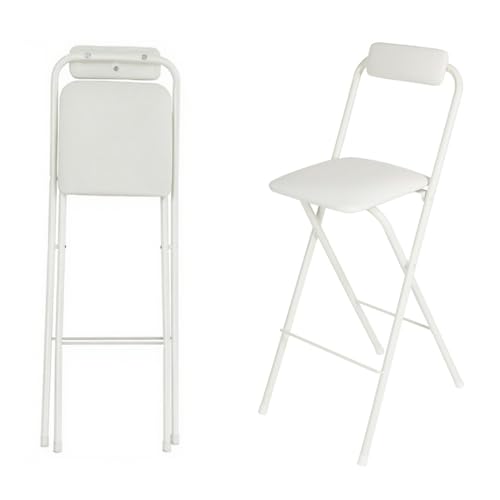 LIJCHGAO Barhocker klappbar 2er Set Barhocker Klappbar mit Lehne für Indoor Outdoor Küche Bars Bistro Camping 50cm/55cm/60cm/65cm70cm/75cm/80cm(White,75cm/29.53In) von LIJCHGAO