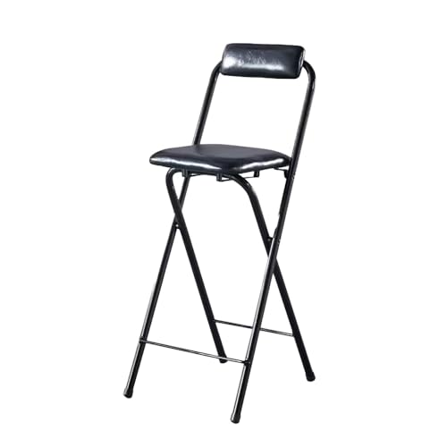 LIJCHGAO Barhocker mit Lehne Klappbarer Küchen Barhocker mit Rückenlehne 50cm/55cm/60cm/65cm70cm/75cm/80cm für Küche Haus Garten Bar(Black,65cm/25.59In) von LIJCHGAO
