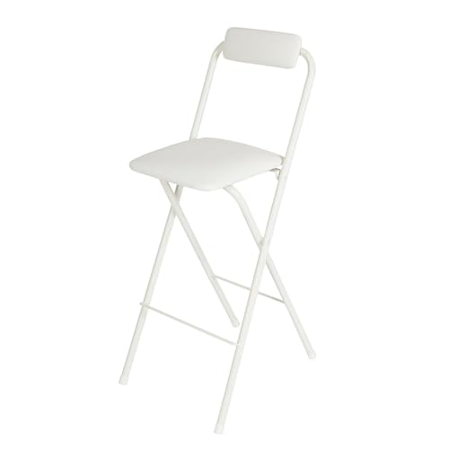 LIJCHGAO Barhocker mit Lehne Klappbarer Küchen Barhocker mit Rückenlehne 50cm/55cm/60cm/65cm70cm/75cm/80cm für Küche Haus Garten Bar(White,65cm/25.59In) von LIJCHGAO