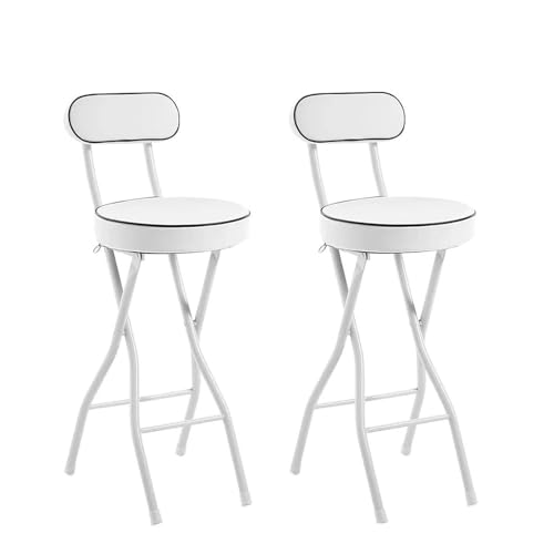 LIJCHGAO Runder Klappstuhl Modern 2er Set Runder Gepolsterter Frühstücksstuhl Barstuhl Für Küche Bar Bistro Outdoor 55cm/60cm/65cm(White,55cm/21.7In) von LIJCHGAO