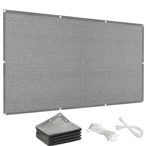 Balkon Sichtschutz 40 x 550 cm Witterungsbeständig Sichtschutz Balkonumrandung mit Ösen mit Kabelbinder für Balkon Terrasse, Grau von LIJIAO