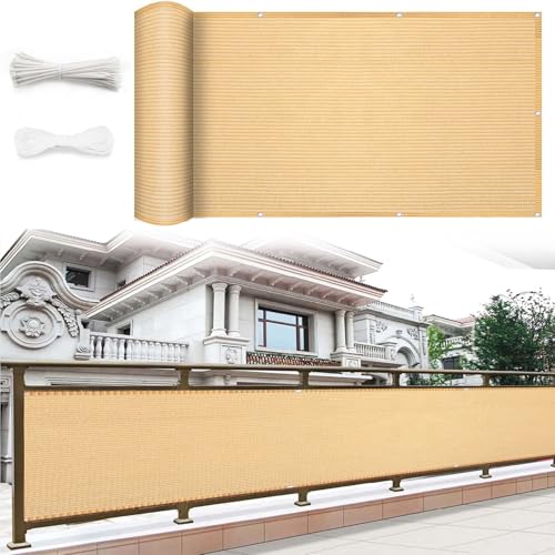 Balkon Sichtschutz Balkonabdeckung 75 x 650 cm HDPE Gewebe, Uv-Schutz, Wetterfest Sonnenschutz Balkon-Verkleidung mit Kabelbinder für Balkon Und Terrasse, Sandgelb Balkon Sichtschutz Balkonabdeckung 75 x 650 cm HDPE Gewebe, Uv-Schutz, Wetterfest Sonnenschutz Balkon-Verkleidung mit Kabelbinder für Balkon Und Terrasse, Sandgelb von LIJIAO