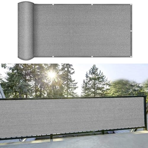 Balkonverkleidung Balkonabdeckung 115 x 150 cm Wetterbeständiges Und Pflegeleichtes HDPE Balkonverkleidung Balkonabdeckung mit Kabelbinder für Balkon Und Terrasse, Grau von LIJIAO