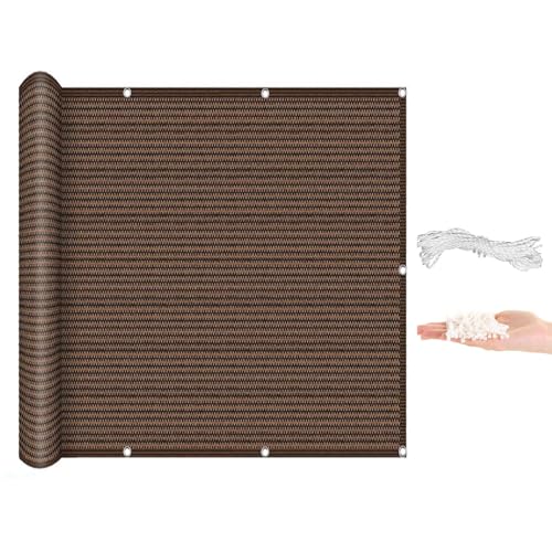 Balkonverkleidung Balkonabdeckung 40 x 440 cm Wetterbeständiges Und Pflegeleichtes HDPE Balkonumspannung Zaunschutz mit Kabelbinder für Den Gartenzaun Oder Balkon, Braun von LIJIAO