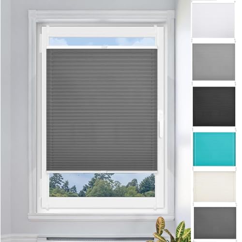 Faltrollos Für Fenster 120 x 140 cm Einfache Montage, Pflegeleicht Plisseerollo Faltrollo mit Klemmträger / -fix für Schlafzimmer, Dunkelgrau Faltrollos Für Fenster 120 x 140 cm Einfache Montage, Pflegeleicht Plisseerollo Faltrollo mit Klemmträger / -fix für Schlafzimmer, Dunkelgrau von LIJIAO
