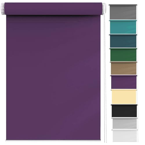 Fensterrollo innen Ohne Bohren Klemmfix 45 x 70 cm Einfache Installation Easyfix, Fensterrollo Seitenzugrollo Flexibler Seitenzug Easyfix für Türen und Fenster, Lila von LIJIAO