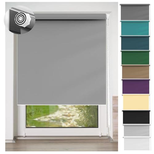 Fensterrollo innen Ohne Bohren Klemmfix 75 x 240 cm Hitzeschutz und Sichtschutz, Sichtschutz Fensterrollo lichtundurchlässig I Flexibler Seitenzug für Fenster und Türen, Hellgrau Fensterrollo innen Ohne Bohren Klemmfix 75 x 240 cm Hitzeschutz und Sichtschutz, Sichtschutz Fensterrollo lichtundurchlässig I Flexibler Seitenzug für Fenster und Türen, Hellgrau von LIJIAO