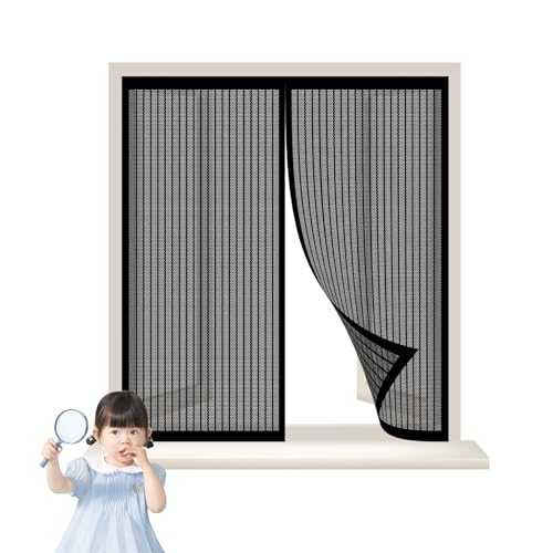 Fliegengitter Fenster Magnet 51 x 72 cm Ohne Bohren Automatisches Fenster Magnet Fliegenvorhang für Alle Universalfenster, Schwarz von LIJIAO
