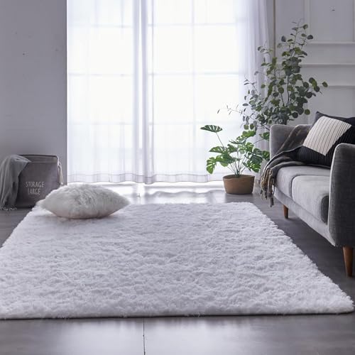 Hochflor Teppich Wohnzimmer Flauschig 140 x 80 cm Anti-Rutsch Unterseite, Super Soft, Felloptik Shaggy Hochflor Teppich Läufer Flur für Wohnzimmer, Schlafzimmer, Weiß Hochflor Teppich Wohnzimmer Flauschig 140 x 80 cm Anti-Rutsch Unterseite, Super Soft, Felloptik Shaggy Hochflor Teppich Läufer Flur für Wohnzimmer, Schlafzimmer, Weiß von LIJIAO