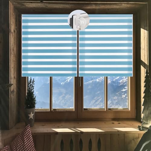 Klemmrollo ohne Bohren 65 x 130 cm Sonnenschutz & Sichtschutz Fenster Sichtschutz Größe und Farbe wählbar für Fenster & Tür, Himmelblau von LIJIAO