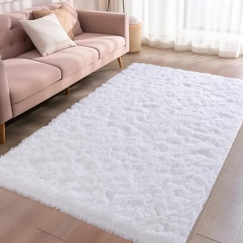 LIJIAO Teppich Kurzflor 70 x 180 cm Anti-Rutsch Rückseite Einfarbiges Design Waschbar Wohnzimmer Teppich Kurzflor für Wohnzimmer, Schlafzimmer, Weiß von LIJIAO