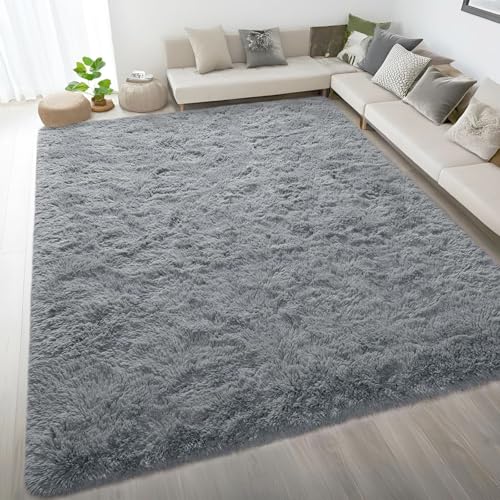 LIJIAO Wohnzimmer Teppich 160 x 65 cm Anti-Rutsch Rückseite Einfarbiges Design Waschbar Bereich Teppich für Wohnzimmer, Schlafzimmer, Hellgrau von LIJIAO