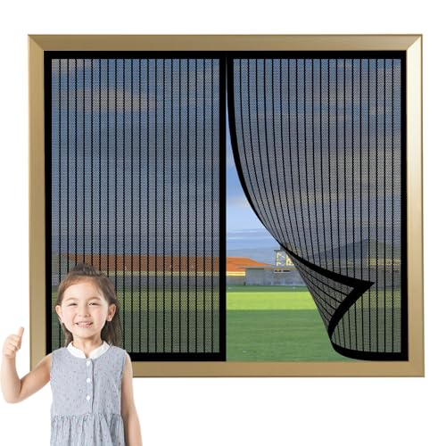 Magnet Fliegengitter Fenster Auf Maß 72 x 220 cm Ohne Bohren Automatisches Fliegenvorhang Moskitonetz Fenster für Und Türen, Schwarz von LIJIAO