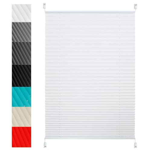 Plissee Klemmfix ohne Bohren 60 x 140 cm Sichtschutz und Blickdicht Easyfix Faltrollo mit Klemmträger easyfix 2 Bedienschienen aus Aluminium für Fenster & Tür, Weiß Plissee Klemmfix ohne Bohren 60 x 140 cm Sichtschutz und Blickdicht Easyfix Faltrollo mit Klemmträger easyfix 2 Bedienschienen aus Aluminium für Fenster & Tür, Weiß von LIJIAO