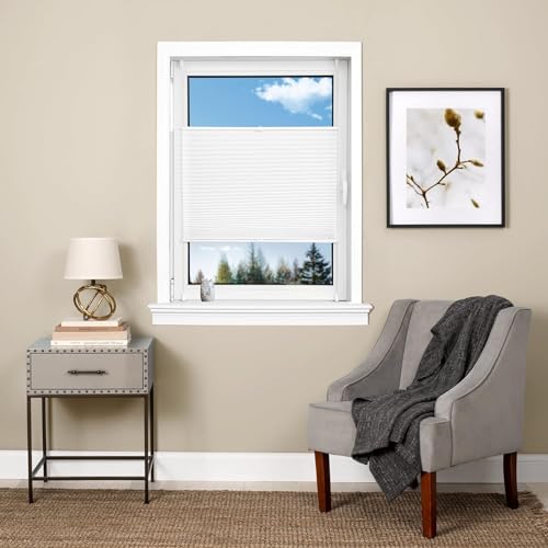 Plissee Ohne Bohren Plissees Klemmfix 35 x 60 cm Sichtschutz Und Blickdicht Easyfix Custom Plissee Inkl. Aller Montage-Teile für Schlafzimmer, Weiß von LIJIAO