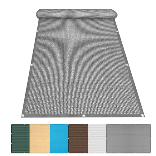 Segeltuch mit Ösen 1.1 x 3 m Rechteckig Segeltuch Meterware Sonnenschutz Terrasse mit Ösen Ohne Bohren HDPE Wetterbeständig Atmungsaktiv Segeltuch für Terrasse Garten, Grau von LIJIAO