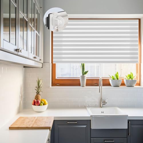 Seitenzugrollo ohne Bohren 100 x 110 cm Hitzeschutz, Sichtschutz Fensterrollo Klemmrollo mit Klemmträger für Fenster & Tür, Weiß Seitenzugrollo ohne Bohren 100 x 110 cm Hitzeschutz, Sichtschutz Fensterrollo Klemmrollo mit Klemmträger für Fenster & Tür, Weiß von LIJIAO