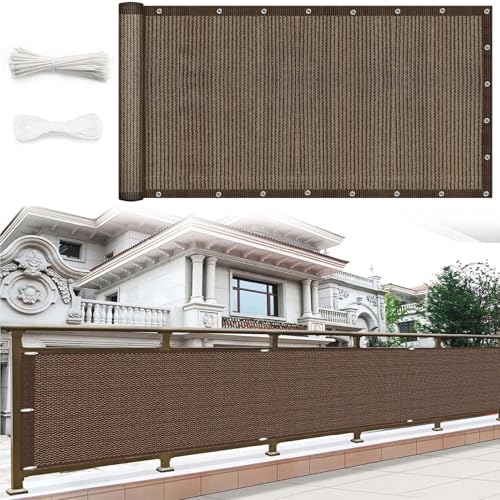 Sichtschutz Zaunblende 150 x 400 cm HDPE Gewebe, Uv-Schutz, Wetterfest Balkonverkleidung Wetterfester mit Kabelbinder für Balkon Terrasse, Braun Sichtschutz Zaunblende 150 x 400 cm HDPE Gewebe, Uv-Schutz, Wetterfest Balkonverkleidung Wetterfester mit Kabelbinder für Balkon Terrasse, Braun von LIJIAO