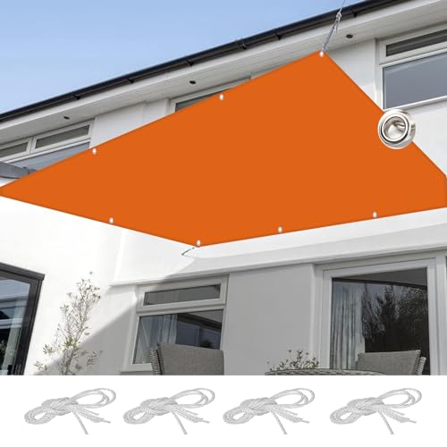 Sonnensegel Rechteckig Wasserdicht 6 x 10 m Sichtschutz UV Schutz Imprägniert Sonnensegel Wasserdicht Quadratisch mit Ösen Segeltuch für Terrasse Balkon, Orange von LIJIAO