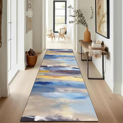 Teppich Läufer, Küchenläufe 90 x 110 cm rutschfest Waschbar Badezimmer Teppiche Modern Teppichläufer mit Rutschfester Unterseite für Flur & Korridor, C von LIJIAO