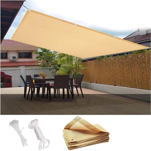 Terrassen Sonnenschutz 1.4 x 4 m Rechteckig Schattenspender für Pflanzen mit Ösen Ohne Bohren Atmungsaktiv UV Schutz Segeltuch für Terrasse Garten, Sandgelb Terrassen Sonnenschutz 1.4 x 4 m Rechteckig Schattenspender für Pflanzen mit Ösen Ohne Bohren Atmungsaktiv UV Schutz Segeltuch für Terrasse Garten, Sandgelb von LIJIAO