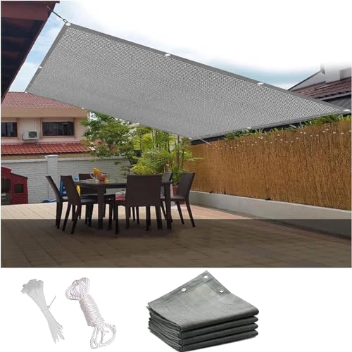Terrassen Sonnenschutz 2.6 x 7 m Rechteckig Schattenspender für Pflanzen mit Ösen Ohne Bohren 95% UV Schutz Windschutz Reißfest Segeltuch für Terrasse Garten, Grau von LIJIAO