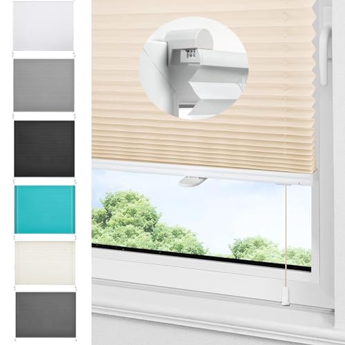 Thermo Plissee Ohne Bohren 120 x 190 cm Einfache Montage, Pflegeleicht Plisseerollo Fensterrollo Inkl. Aller Montage-Teile für Fenster & Tür, Beige Thermo Plissee Ohne Bohren 120 x 190 cm Einfache Montage, Pflegeleicht Plisseerollo Fensterrollo Inkl. Aller Montage-Teile für Fenster & Tür, Beige von LIJIAO