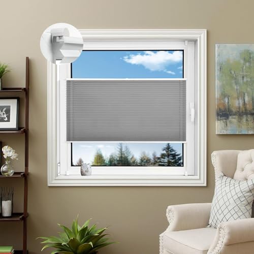 Thermo Plissee Ohne Bohren 45 x 60 cm Verdunklungsplissee Lichtundurchlässig Rollo Für Fenster inkl. Zubehör für Fenster & Tür, Hellgrau Thermo Plissee Ohne Bohren 45 x 60 cm Verdunklungsplissee Lichtundurchlässig Rollo Für Fenster inkl. Zubehör für Fenster & Tür, Hellgrau von LIJIAO