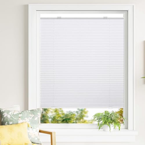 Thermo Plissee Ohne Bohren 65 x 100 cm Blickdicht - Sichtschutz - Sonnenschutz Plissee Klemmfix Plisseerollo 2 Bedienschienen aus Aluminium für Schlafzimmer, Weiß Thermo Plissee Ohne Bohren 65 x 100 cm Blickdicht - Sichtschutz - Sonnenschutz Plissee Klemmfix Plisseerollo 2 Bedienschienen aus Aluminium für Schlafzimmer, Weiß von LIJIAO