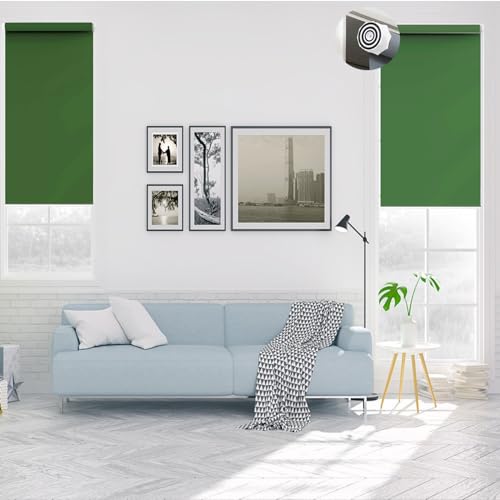 Thermorollo Ohne Bohren 120 x 90 cm Sichtschutz, Lichtschutz, Blickdichtes Seitenzugrollo Flexibler Seitenzug Easyfix für Wohnzimmer, Schlafzimmer, Dunkelgrün von LIJIAO