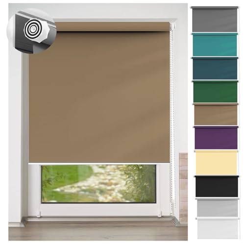 Thermorollo Ohne Bohren 75 x 240 cm Sichtschutz und Sonnenschutz, Fenster rollos für innen Inkl. Aller Montage-Teile für Fenster und Türen, Taupe von LIJIAO