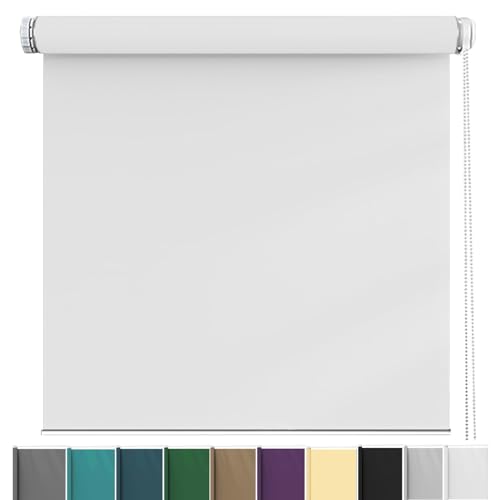 Verdunkelungsrollo Klemmfix ohne Bohren 50 x 70 cm Einfache Installation Easyfix, Verdunklungsrollo Thermorollo lichtundurchlässig I Flexibler Seitenzug für Türen und Fenster, Weiß von LIJIAO