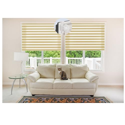 Verdunkelungsrollo Klemmfix ohne Bohren 95 x 210 cm Sonnenschutz & Sichtschutz Duo Rollo Jalousie Größe und Farbe wählbar für Tür & Fenster, Beige von LIJIAO