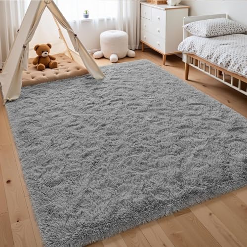 Waschbarer Teppich Wohnzimmer 135 x 65 cm Fellteppich Kunstfell Plüsch Shaggy Weich Fellimitat Shaggy Hochflor Teppich Läufer Flur für Schlafzimmer Büro Bereich Dekor, Hellgrau Waschbarer Teppich Wohnzimmer 135 x 65 cm Fellteppich Kunstfell Plüsch Shaggy Weich Fellimitat Shaggy Hochflor Teppich Läufer Flur für Schlafzimmer Büro Bereich Dekor, Hellgrau von LIJIAO