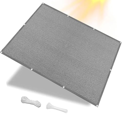 Windschutznetz mit Ösen 1.1 x 2.5 m HDPE Gewebe Wasserabweisend & Windabweisend Terrasse Sonnenschutz Segel mit Ösen für Garten Balkon, Grau von LIJIAO
