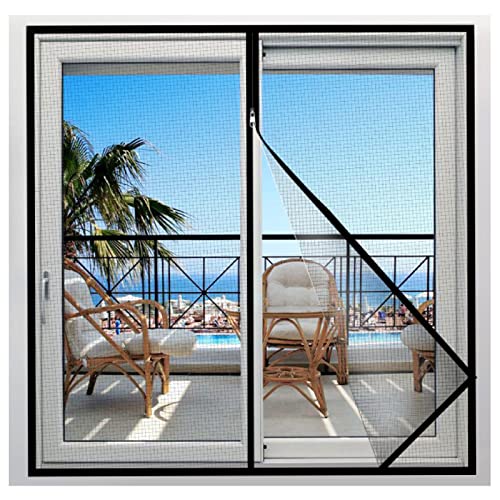 LIJINBO Fliegengitter Fenster,Fensternetz Unsichtbar Fenster Vorhang Glasfaserlicht Getriebe Atmungsablöschbar, 38 Größen (Color : Black Frame Grey mesh, Size : 1.9x2m) von LIJINBO