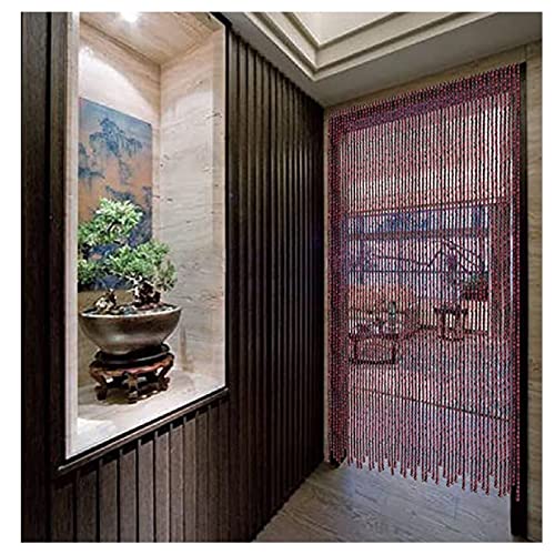 LIJINBO Perlenvorhang Türvorhang,Abnehmbarer Holz-Perlenvorhang, Dekorative Türstring-Perlen-Bildschirm, Verschlüsselung Trennwand for Türen/Schränke Eingang (Color : Red, Size : 65x188cm) von LIJINBO