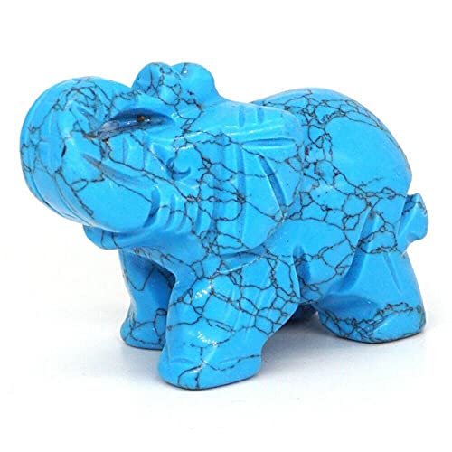 1,5" Elefant Statue Natur Edelstein Schnitzerei Kristall Tiere Figuren Reiki Steine ​​Glücksdekoration,Blau Türkis von LIJUCAI