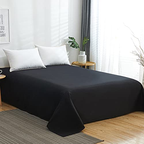 Bettwäsche Bettlaken Heimtextilien Druck Einfarbig Flachbettlaken Bettlaken aus gekämmter Baumwolle Bettwäsche für King Queen Size,Schwarz,160x230cm von LIJUCAI