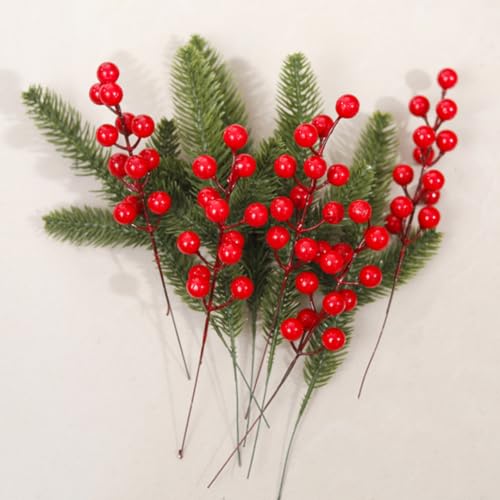 LIJUCAI Dekoration Künstliche Tannenzweige Stechpalmenbeeren Rote Beerenzweige Weihnachtsbaum Kranz Geschenke Hochzeit Home Decor LIJUCAI Dekoration Künstliche Tannenzweige Stechpalmenbeeren Rote Beerenzweige Weihnachtsbaum Kranz Geschenke Hochzeit Home Decor von LIJUCAI